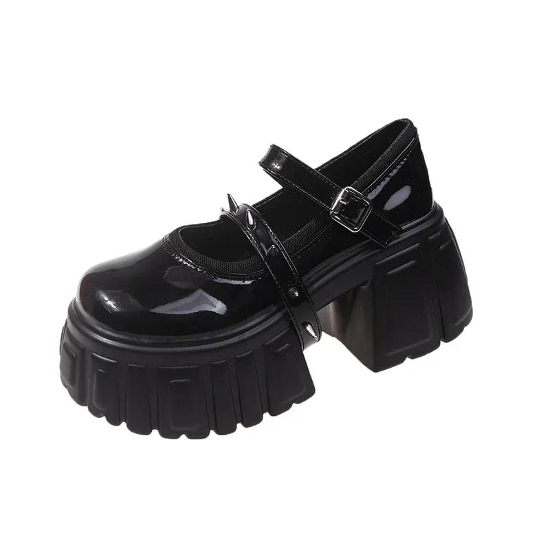 Fashion 8CM Women Leather Platform Sneakers Wedge Heels Ladies 2024 New Autumn Chunky Sneakers Woman Mary Janes Thick Sole Walking Pumps