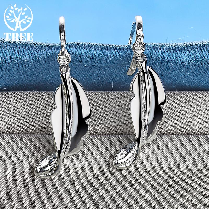925 Sterling sølv Twisted Leaves Drop øredobber smykker