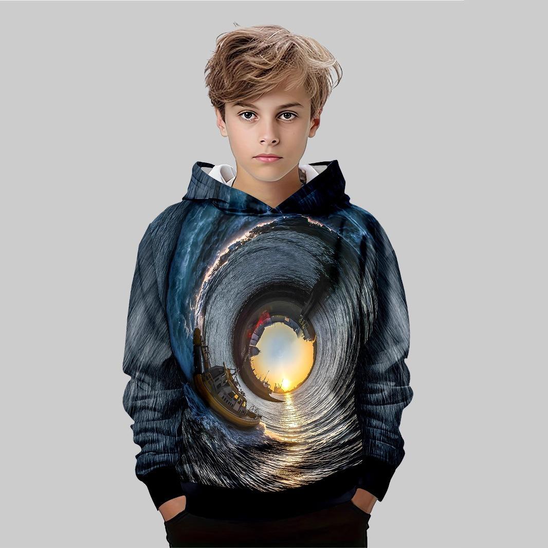 

Осенние толстовки с 3D-принтом, модные, повседневные, спортивные, с длинным рукавом, детские, для мальчиков, толстовки с капюшоном 110