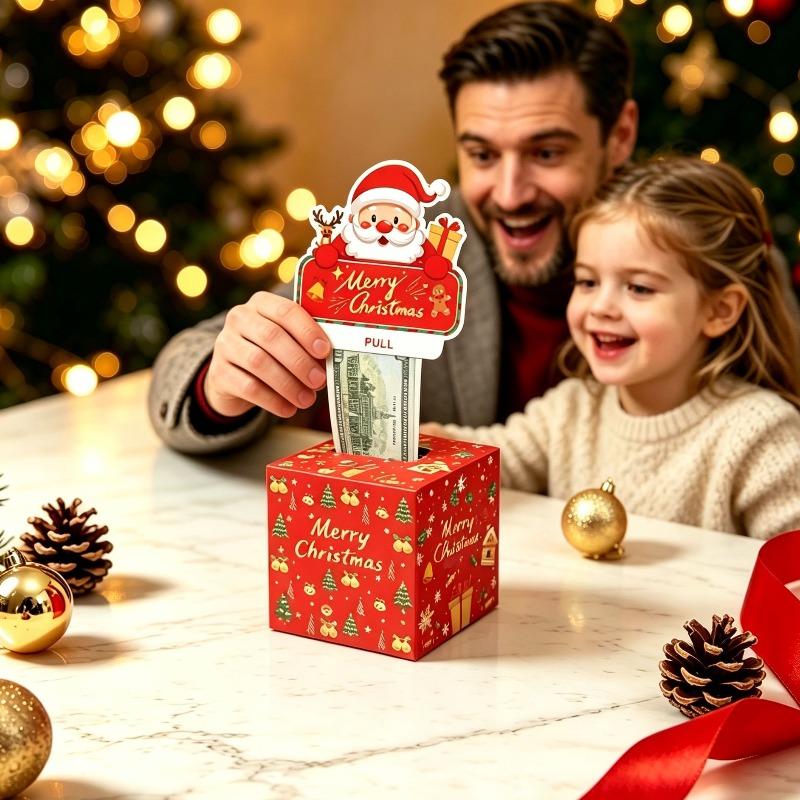 Christmas Theme Drawing Money Gift Box Santa Claus Christmas Tree Creative Red Christmas Surprise Box Festive Party Gifts