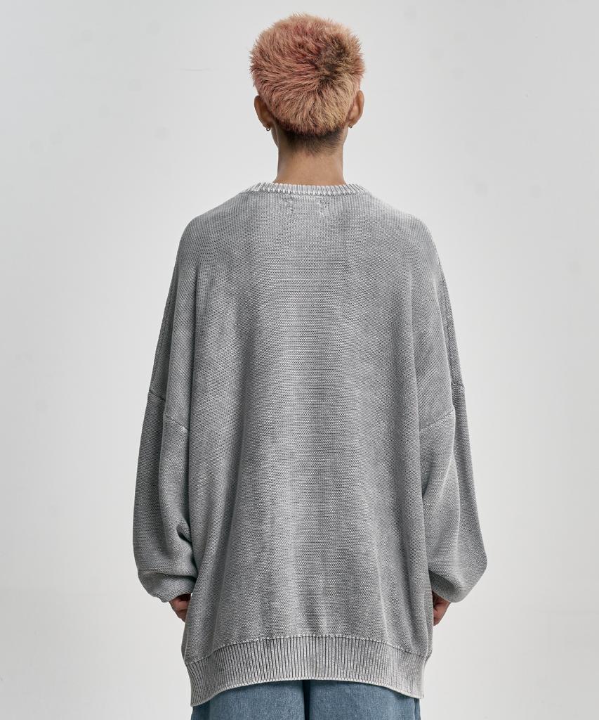 AJOBYAJO [Pba] Five Ajo Logos Washed Sweater [Light Gray]