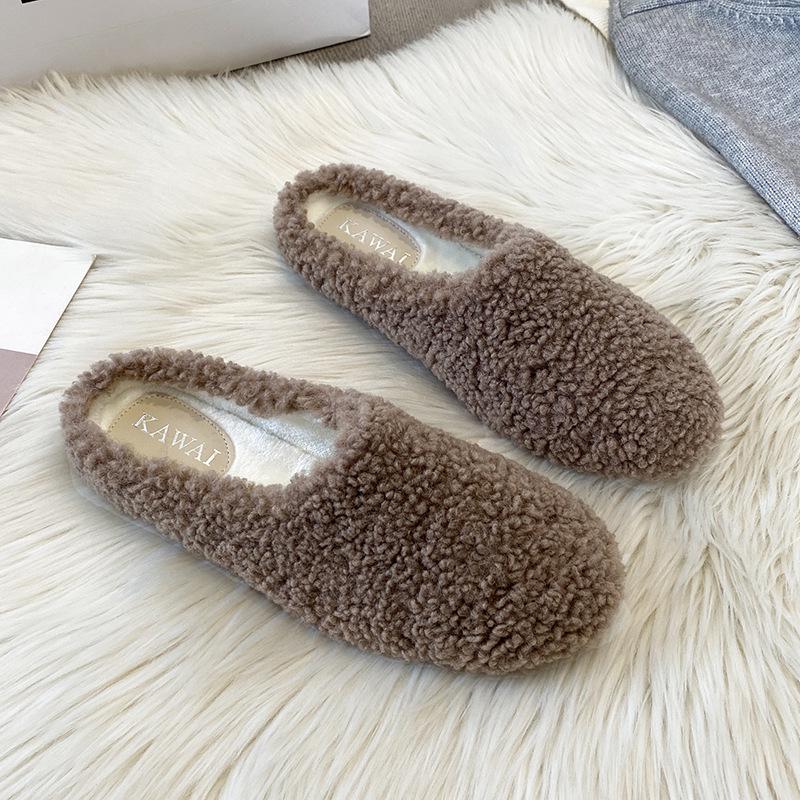 2025 Women's Lambswool Furry Flat Slippers: Cozy Autumn/Winter Casual Footwear