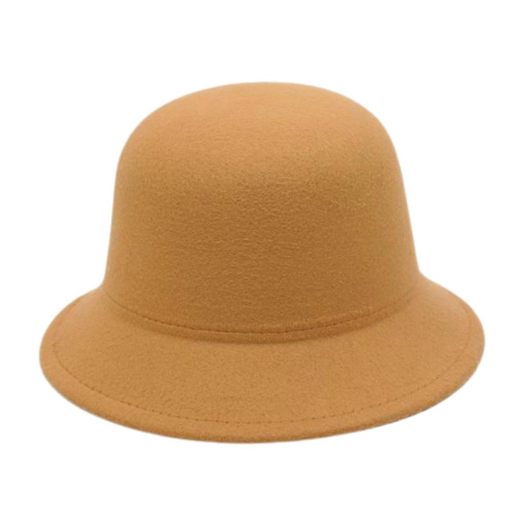 Elegant High-End Bowler Hat Retro British Style Versatile Solid Color Felt Hat Flower Pot Hat