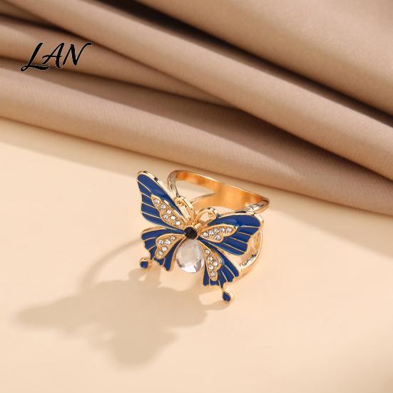 Rhinestone Scarf Ring Enamel Butterfly Ring, Sparkling Slide Shape Clip Retro Elegant Wrap Holder for Women Neckerchiefs Scarves Shirts Vintage Style