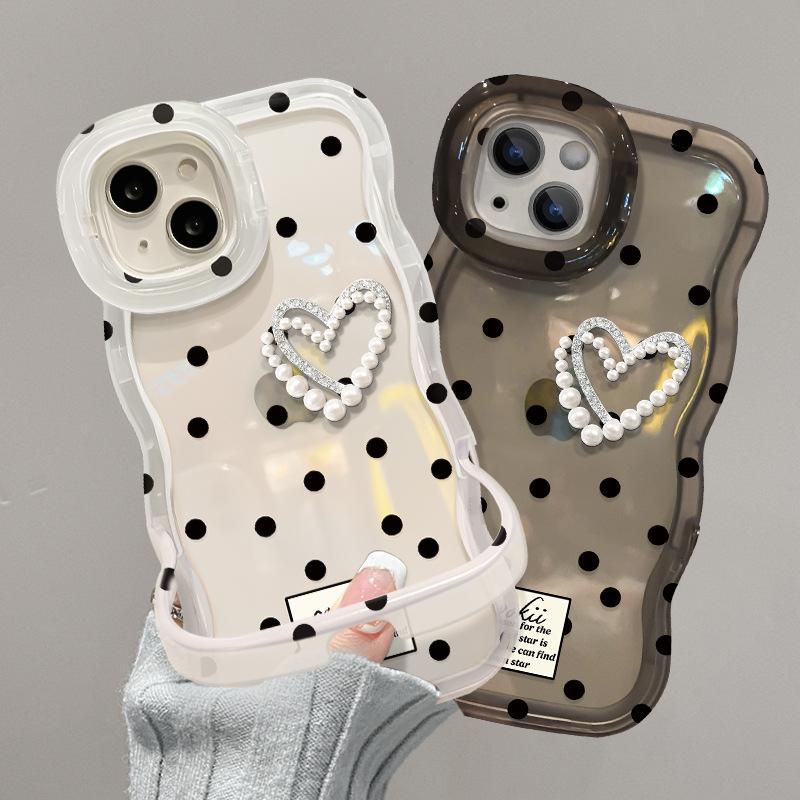 Polkadotter Dukker for Kjærlighetsdukker for Apple 13promax Mobiltelefondeksel Huawei Pura70 Gjennomsiktig Silikon 15 Dobbelt Feste