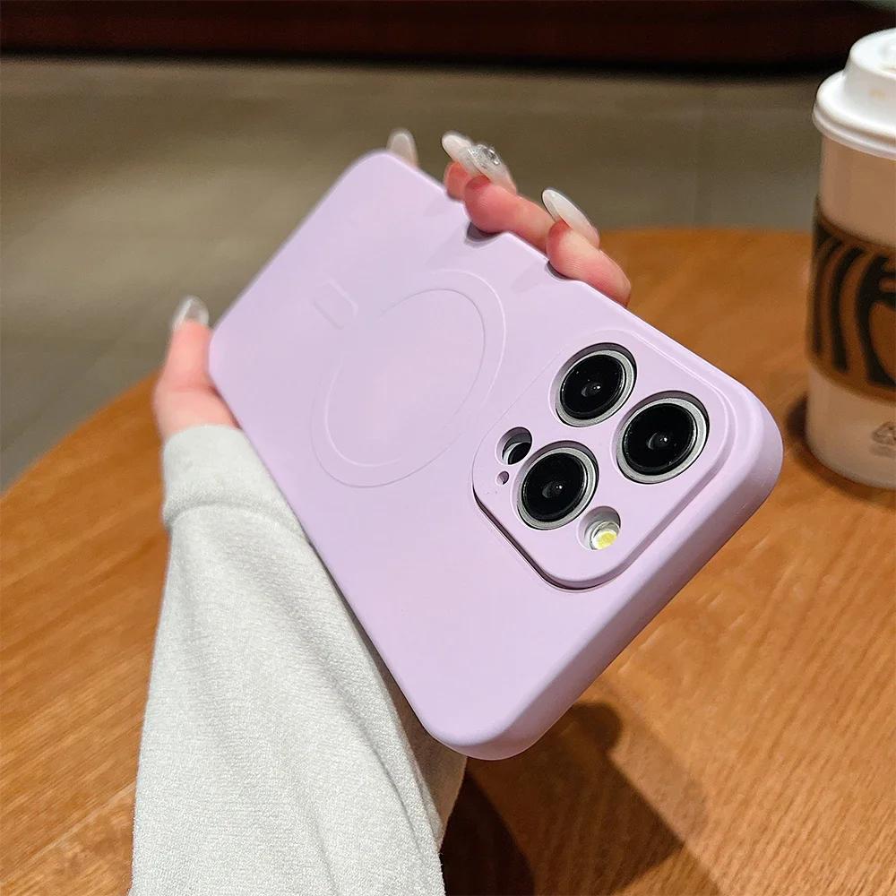 for Magsafe Magnetic Wireless Charging Case for iPhone 16 15 14 13 12 11 Pro Max Mini XR XS Soft TPU Liquid Silicone Back Cover