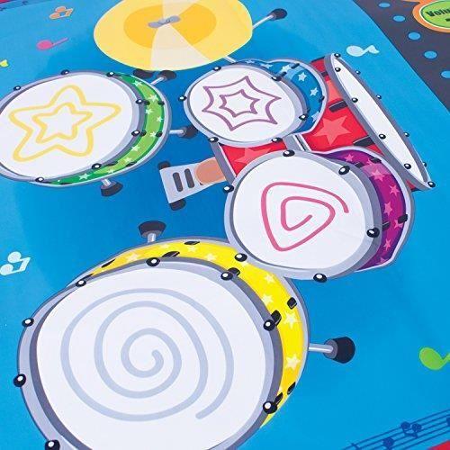 Tapis de Jeu Clavier et kit de Batterie - Global Gizmos - Twin 2 en 1 - Multicolore - Bleu - 2 bâtons de tambour