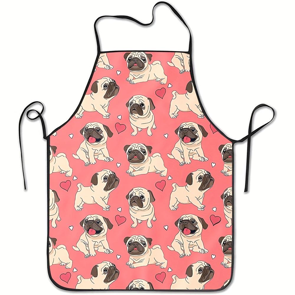 A Cute Puppy Print Apron - Adorable Paw Print Chef Apron, Suitable for Baking, Grilling, and Other Cooking Scenarios, Durable and Sturdy, an Ideal Gif