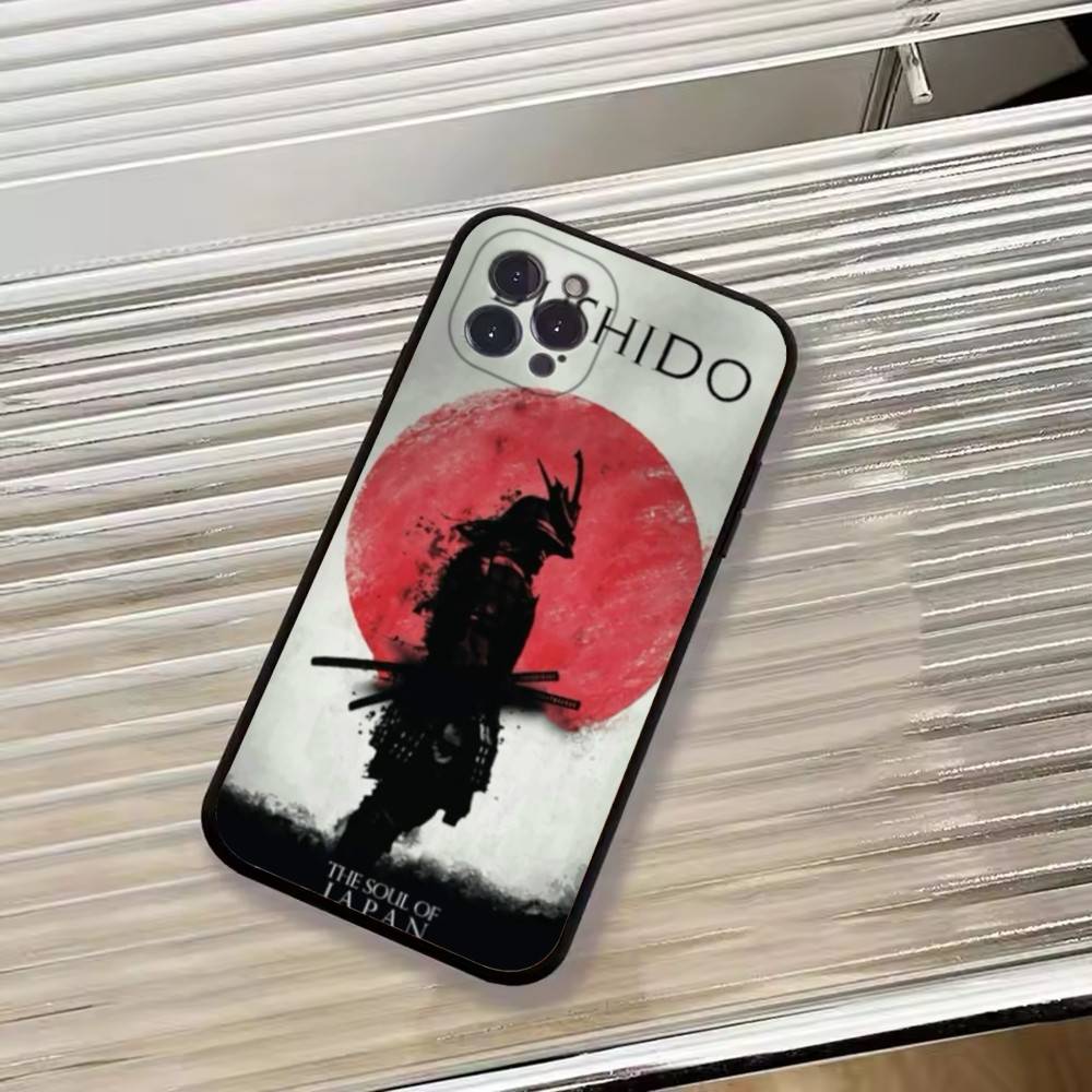 Personalized Japanese B-Bushido Phone Case For iPhone 17,16,15,14,13,12,11 Plus,Pro Max,XS,Soft Silicone Black Cover