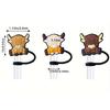 Set of 6 Cartoon Cow Shaped Straw Stopper Cover Adorment Plastic Straw Lid Drinkware Straws Tips Cover Cup Accessories