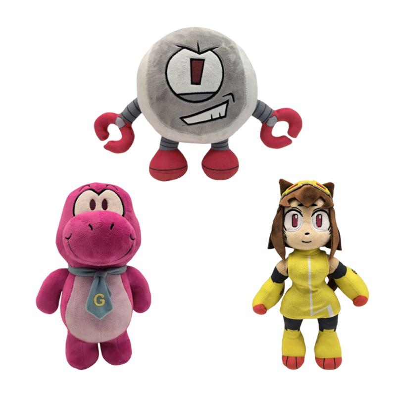 New Anime Gameoverse Plush Cute Game Completion Pink Dinosaur Grey Robot Stuffed Doll Toy Anime Merchandise Plush Toy Gifts