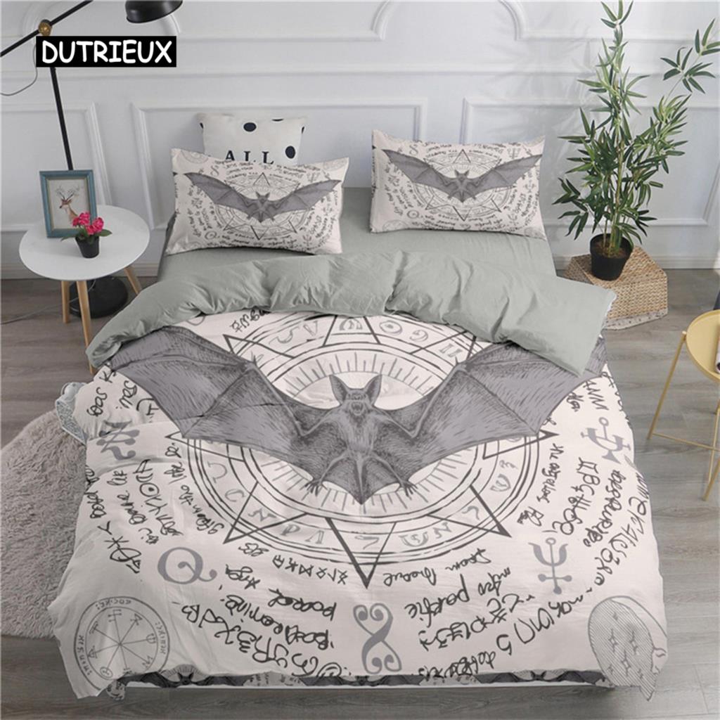 Duvet Cover Halloween Flying Vampire Bats Duvet Cover Polyester Witchcraft Magic Comforter Cover Festival Gifts Room Decoration