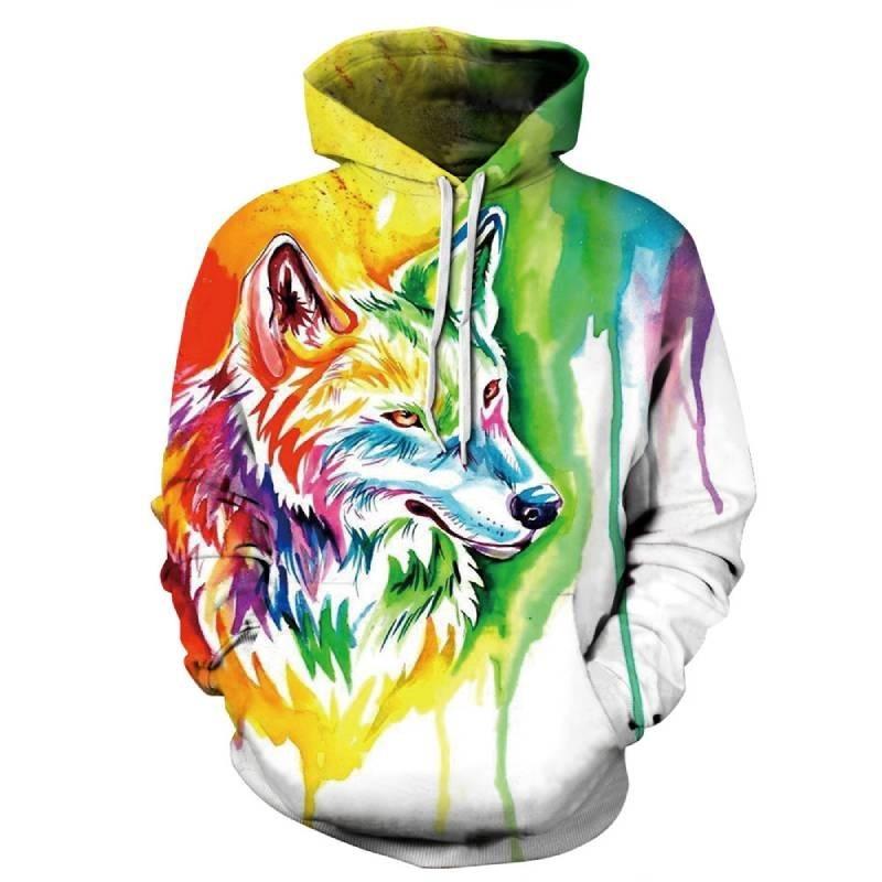 Vibrant Skull Print Digital Pullover Hoodie For Men Comfortable Loose Fit