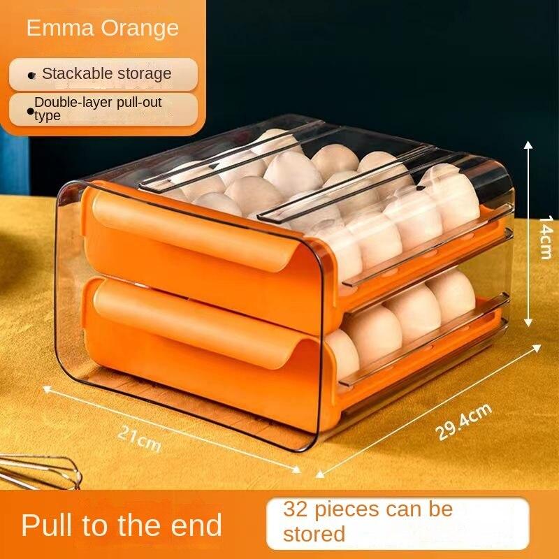 

Ящик для хранения яиц с 32 сетками, тип ящика, контейнер для хранения свежести, холодильник, прозрачный дозатор, коробка для яиц с защитой от падения 2 LAYERS оранжевый