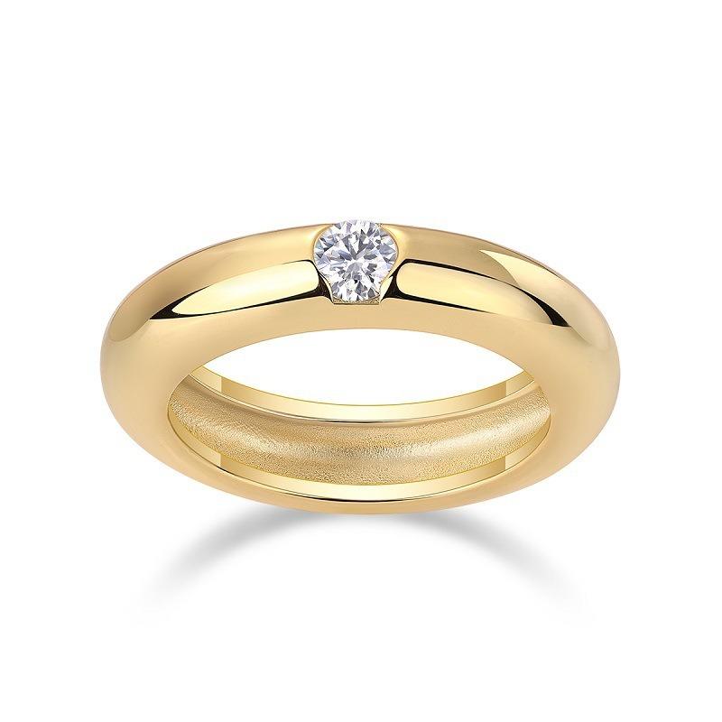 Nabest Fine Jewelry Gold Plated   CopperWomen Ring Hypoallergenic Simple Design VVS D Color Moissanite Ring Supplier