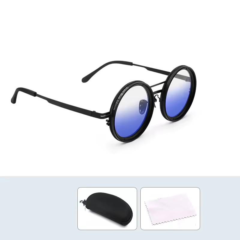 1Set Adjustable Tint Sunglasses Men Women ND9 Dimming Sun Glasses Retro Round Eyeglass With Gradient Lenses 2025