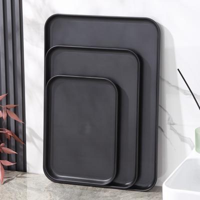 Heavy-Duty Black Rectangular Serving Tray - Non-Slip Surface, Commercial Grade for Restaurants, Hotels, Cafes & Fast Food