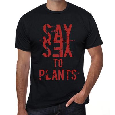 Vintage-T-Shirt für Herren, grafisches T-Shirt „Say Yes to Plants“, tiefschwarz