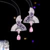 New retro court fan-shaped water drop earrings women's Chinese folding fan light luxury niche design personalized earrings