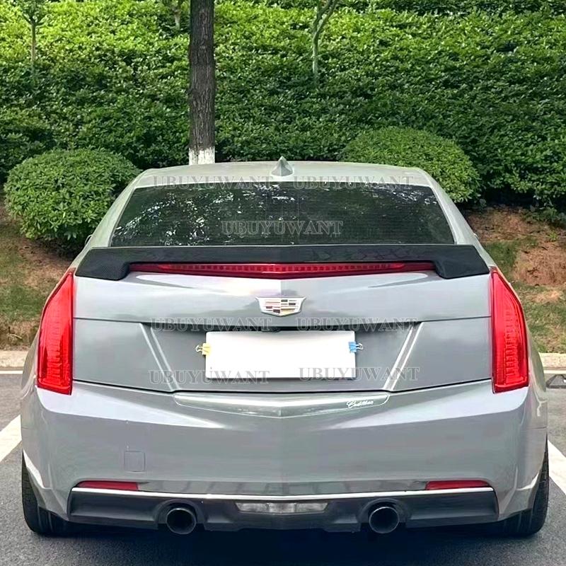 kypxz5 Carbon Fiber Look ABS Plastic Rear Boot Spoiler For Cadillac ATS Sedan 4 Door 2015 -2019 Rear Trunk Lid Trim Wings Spoiler