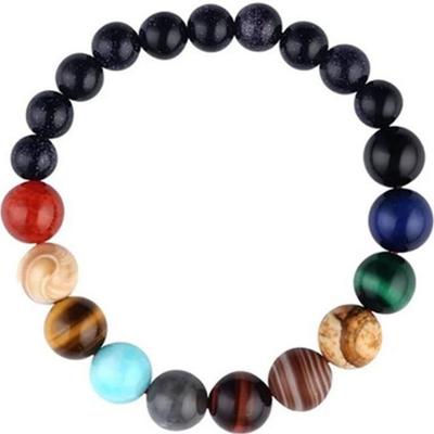 Men's Planet Pearl Bracelet Natural Stone Galaxy System - Silver