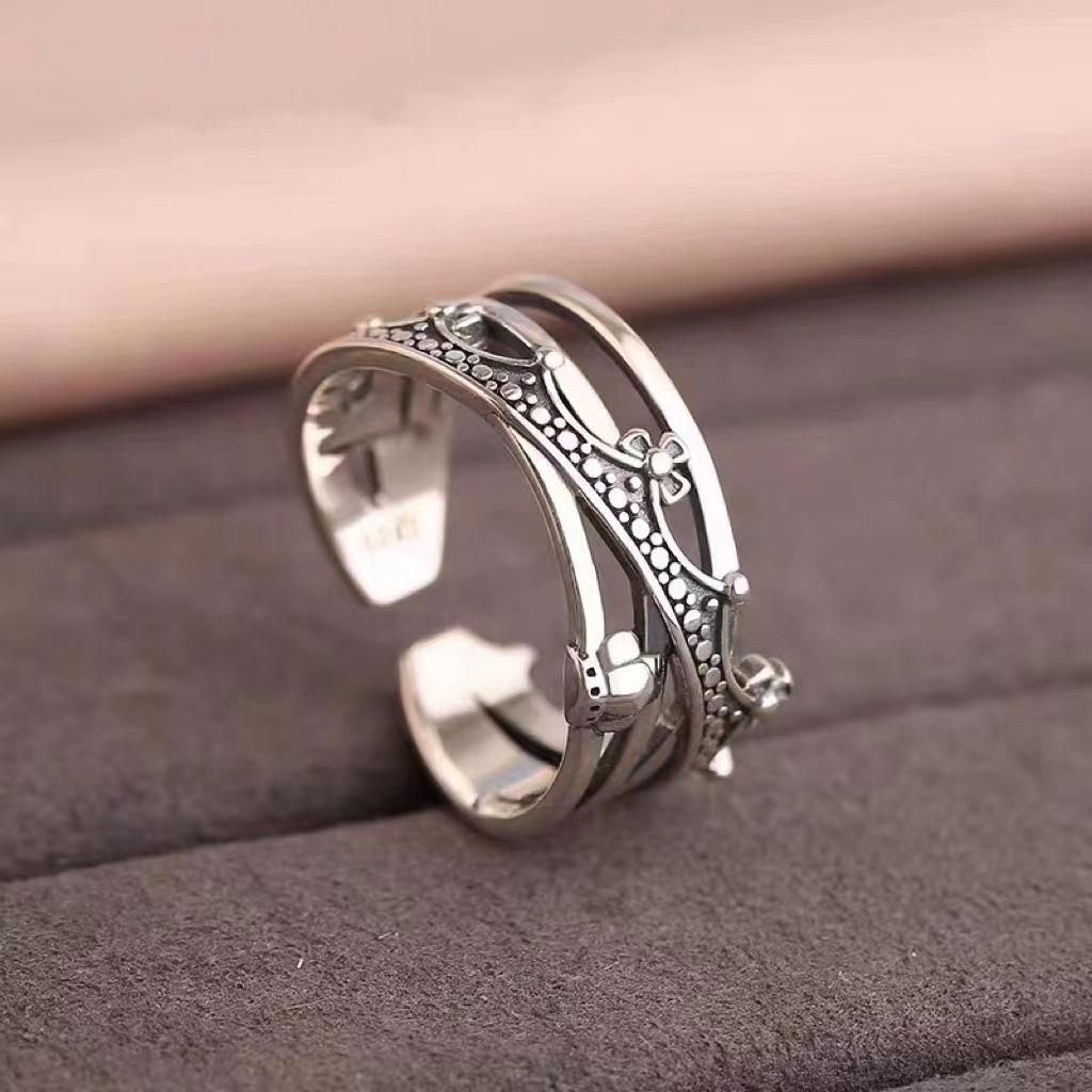 

Кольцо-корона S925 для женщин - Модный ретро-стиль, Идеальный подарок для девушки, Модное кольцо для пальцев с индивидуальностью