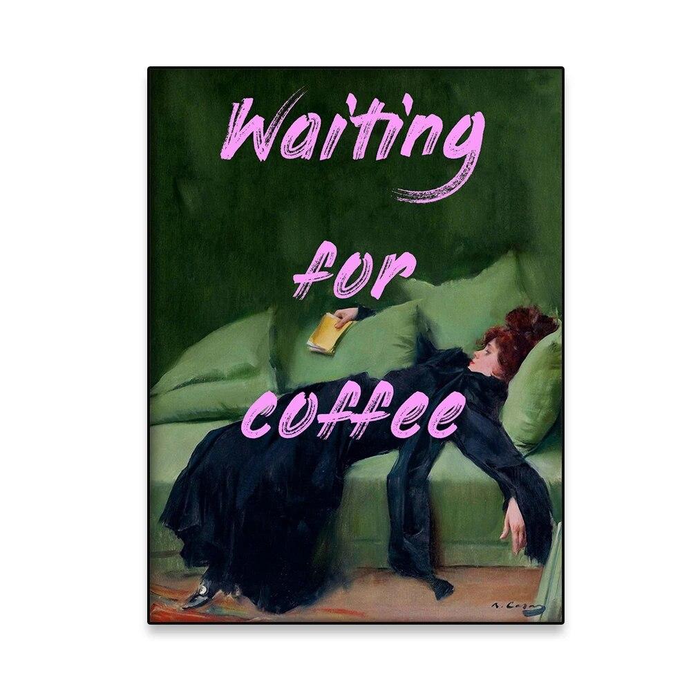 

В ожидании кофе, принт, импрессионист, картина маслом, постер, декор для кофе-бара, декор для гостиной, настенное искусство, модная картина на холсте 21cm×30cm NoFrame