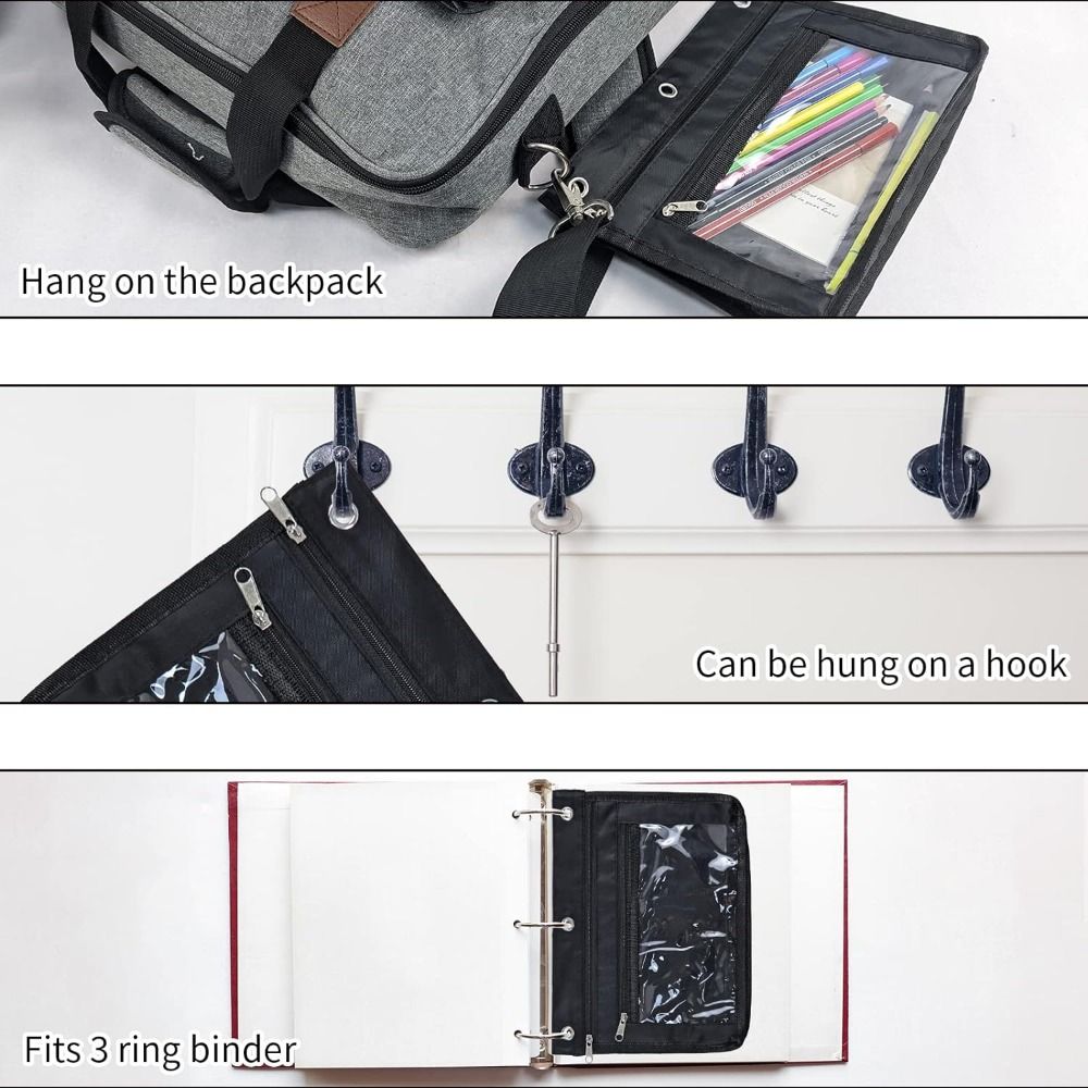 Zipper Pencil Bag Expandable Storage Bag Colorful Pen Holder Binder Pouch  Home