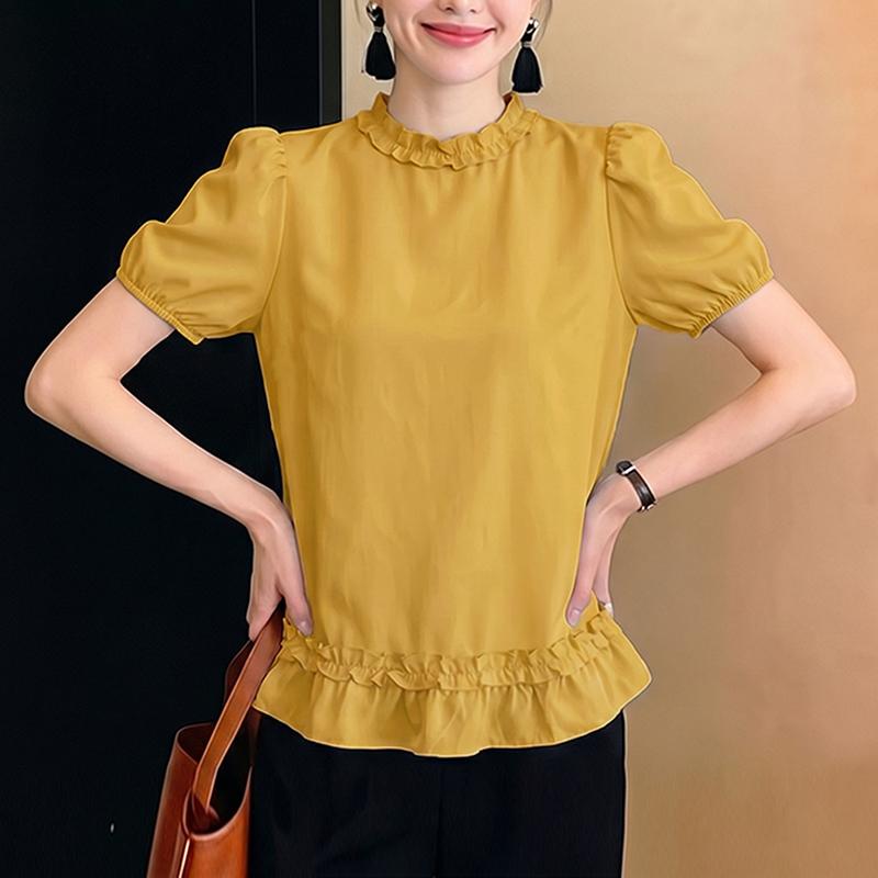 ZANZEA Women Casual Round Neck Solid Color Short Sleeve Blouse