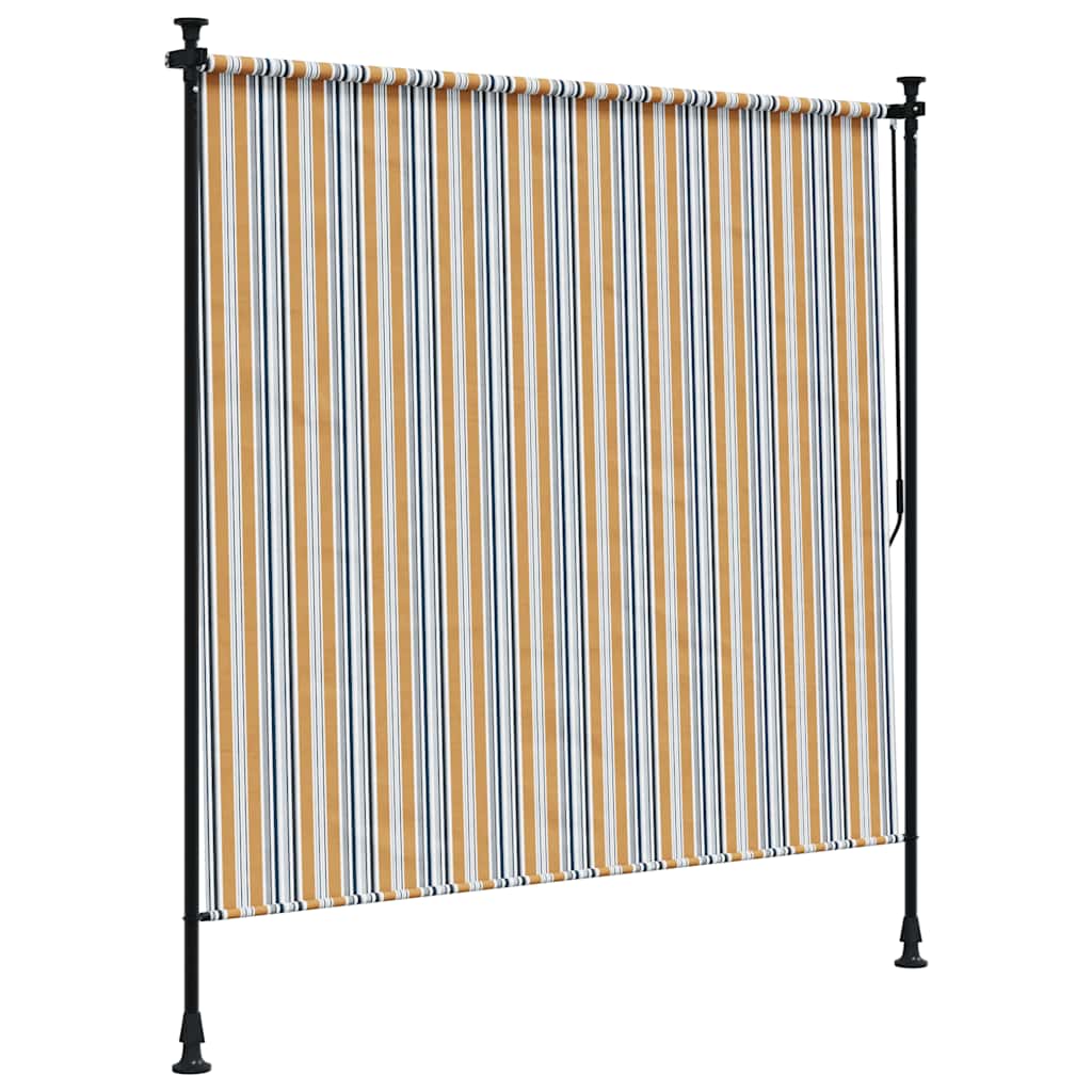 Vidaxl Roleta Zewnętrzna, Żółto-Biała, 150X270 Cm, Tkanina I Stal