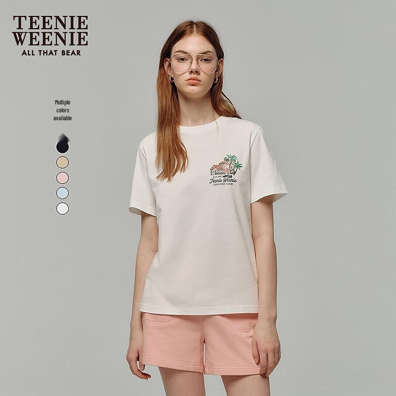 Teenie Weenie Women's Bear & Letter Embroidered Short Sleeve T-Shirt