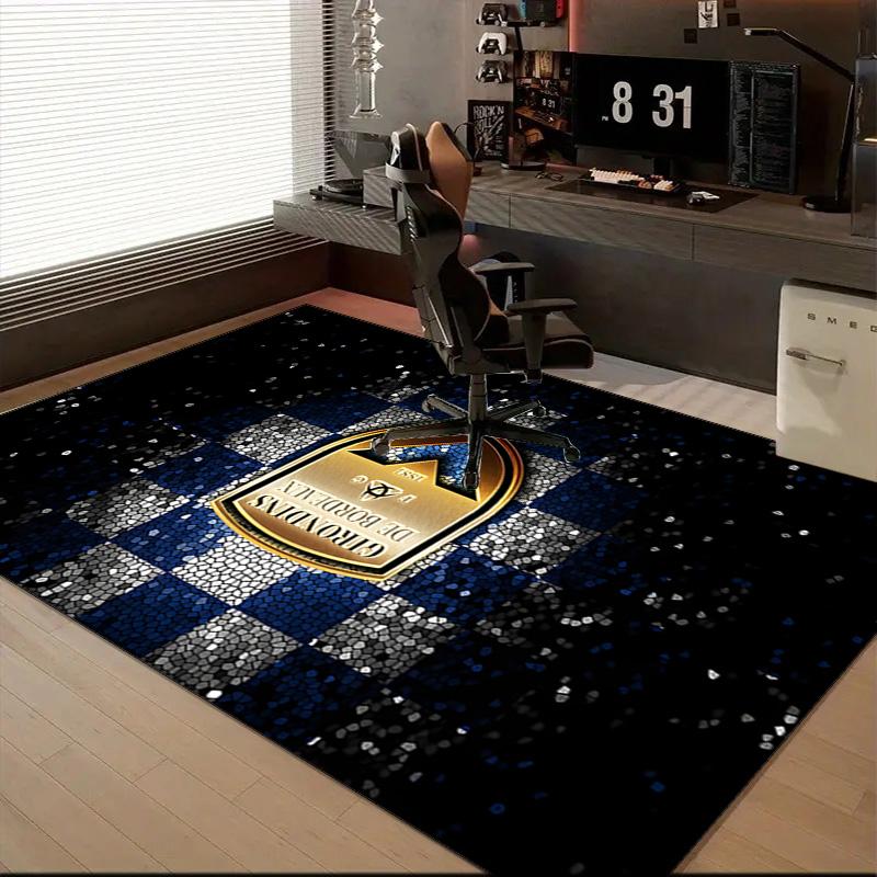 Giron-de Football Crest Printed Office Carpet Chair Cushion Entryway Rug, Rugs for Living Room, Bedroom Christmas gifts