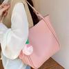 JIAERDI Sweet Lovely Pink Tote Bag Women Large Capacity Leather Shoulder Bag Ladies Casual Everyday Commuter Simple Underarm Bag