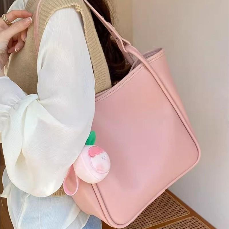 JIAERDI Sweet Lovely Pink Tote Bag Women Large Capacity Leather Shoulder Bag Ladies Casual Everyday Commuter Simple Underarm Bag