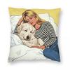 Napping With Dog Partner Square Pillowcase Polyester Linen Velvet Creative Zip Decor Throw Pillow Case Room Cushion Cover x