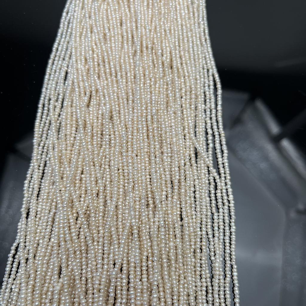 1String, White Natural Freshwater Pearls, Handmade Flat Pearl Beads for Jewelry Making DIY Crafts (Beads 1.8-2mm, Length 36cm)