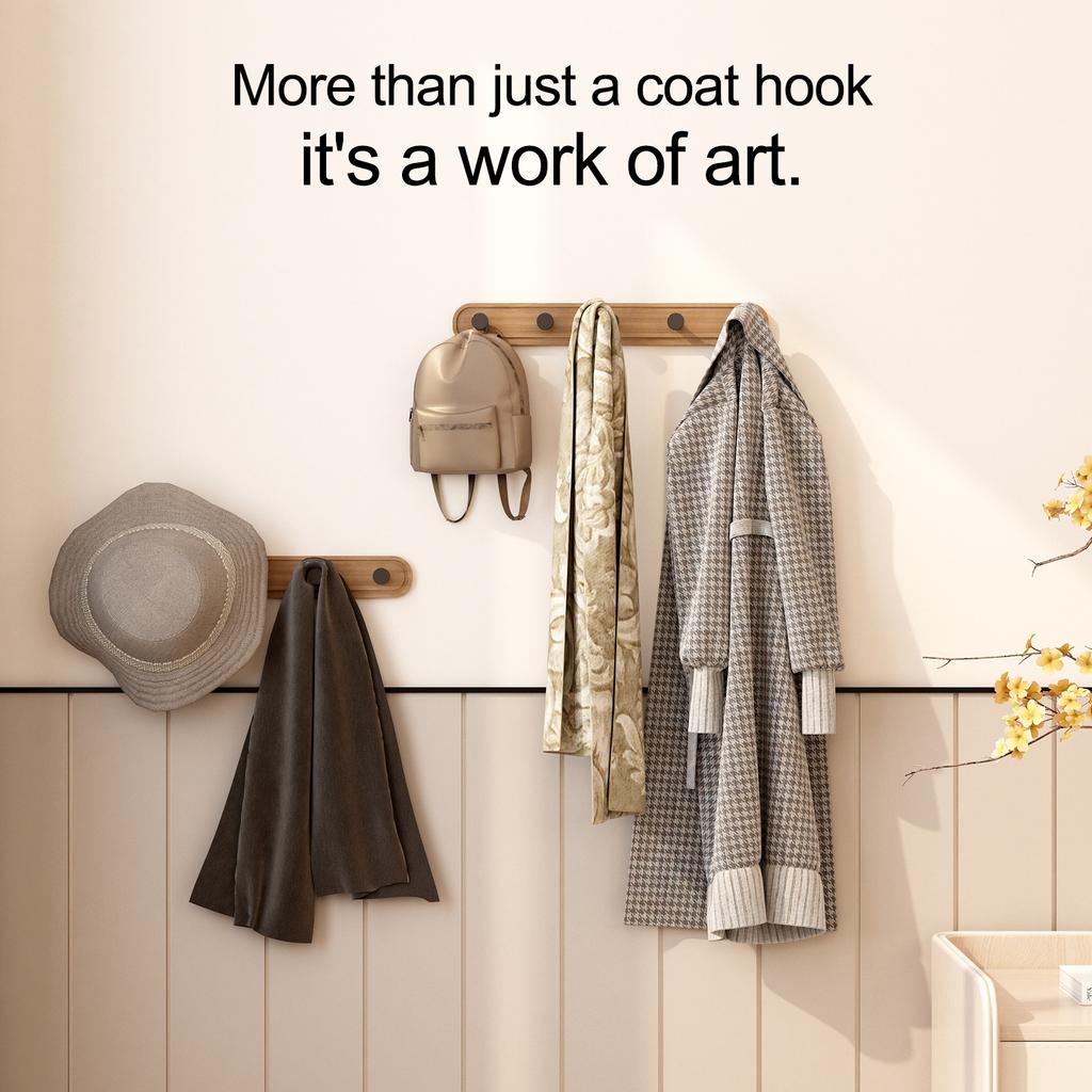 High Quality Multi-Purpose Wall Mounted Aluminum Wood Coat Hook Towel Hook Clothes Rack