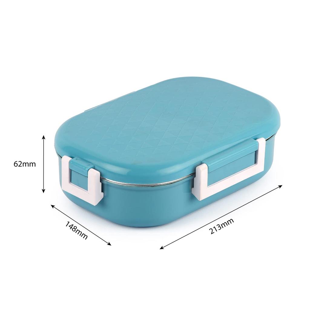 Insulated Stainless Steel Lunch Box For Kids With Leak-Proof Airtight Lid And Side Veg Box For School Or Picnic Neo Blue