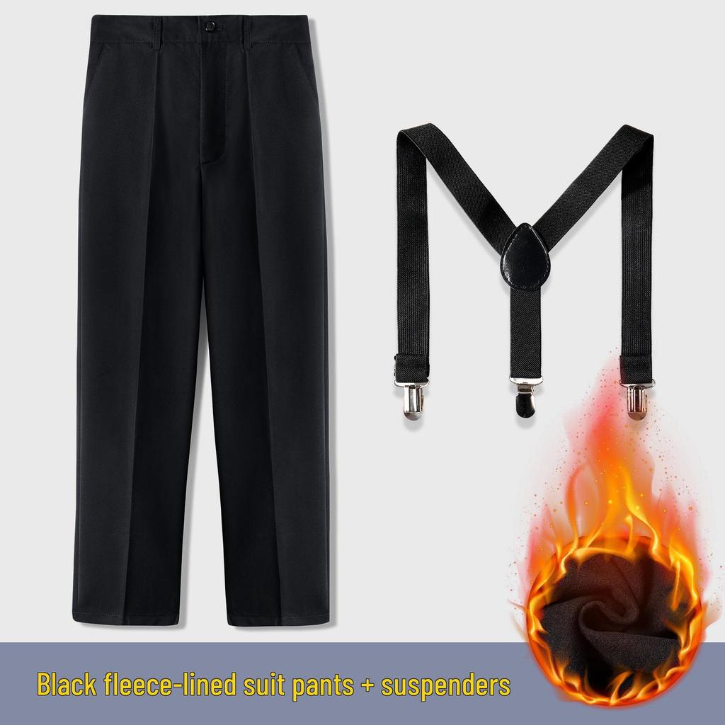 Navy Blue Boys' Velvet-Lined School Uniform and Performance Pants