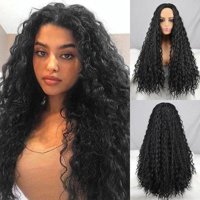 Synthetic Wigs Curly Wigs for Black Women Long Deep Wave Wigs Hair Heat Resistant Half HTied Cosplaly Wigs Party