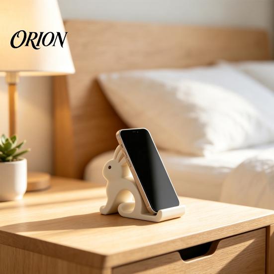 Universal Smartphone Holder Cute Rabbit Phone Holder, 3D Printed Cell Stand, Bunny Creative Plastic Dock Shape Mobile Hands-Free Desktop Mount