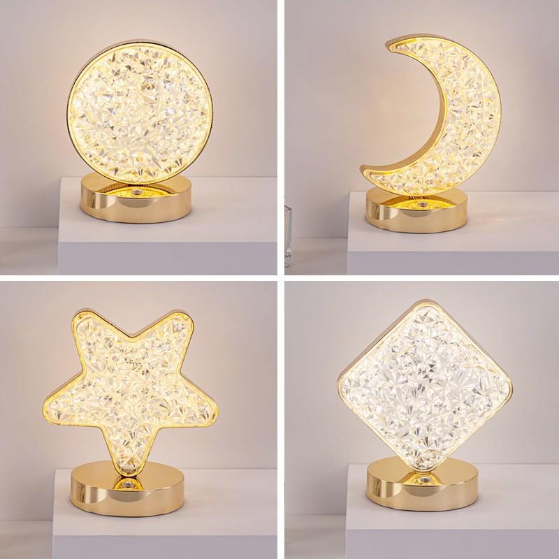 Stars Moon Crystal Night Light: Creative Bedside & Desk Decoration Lamp