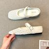 Inner Height Increase of 5cm with Skirt Woven Hollow Bag Head Half Slippers Women's 2025 Summer New Outer Wear Muller Wedge Sandals