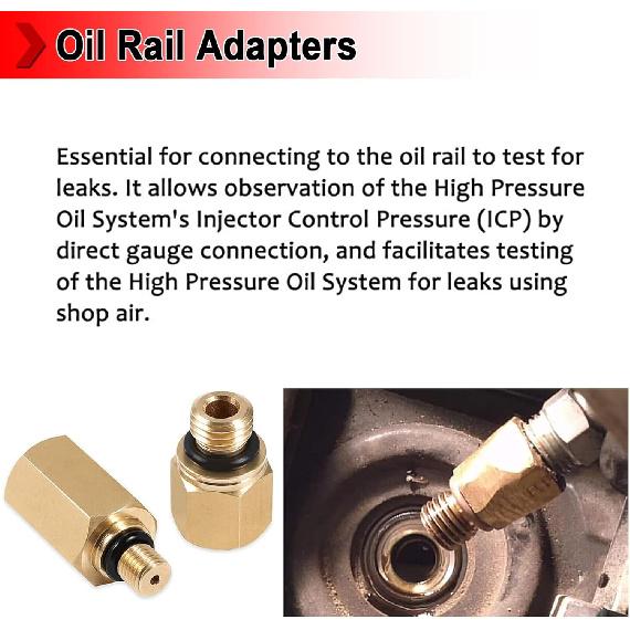 High Pressure Oil Pump IPR Valve Air Test Kit and Rail Adapter, High Pressure Oil Pump HPOP Quick Disconnect Tool Compatible with Ford 6.0L Diesel