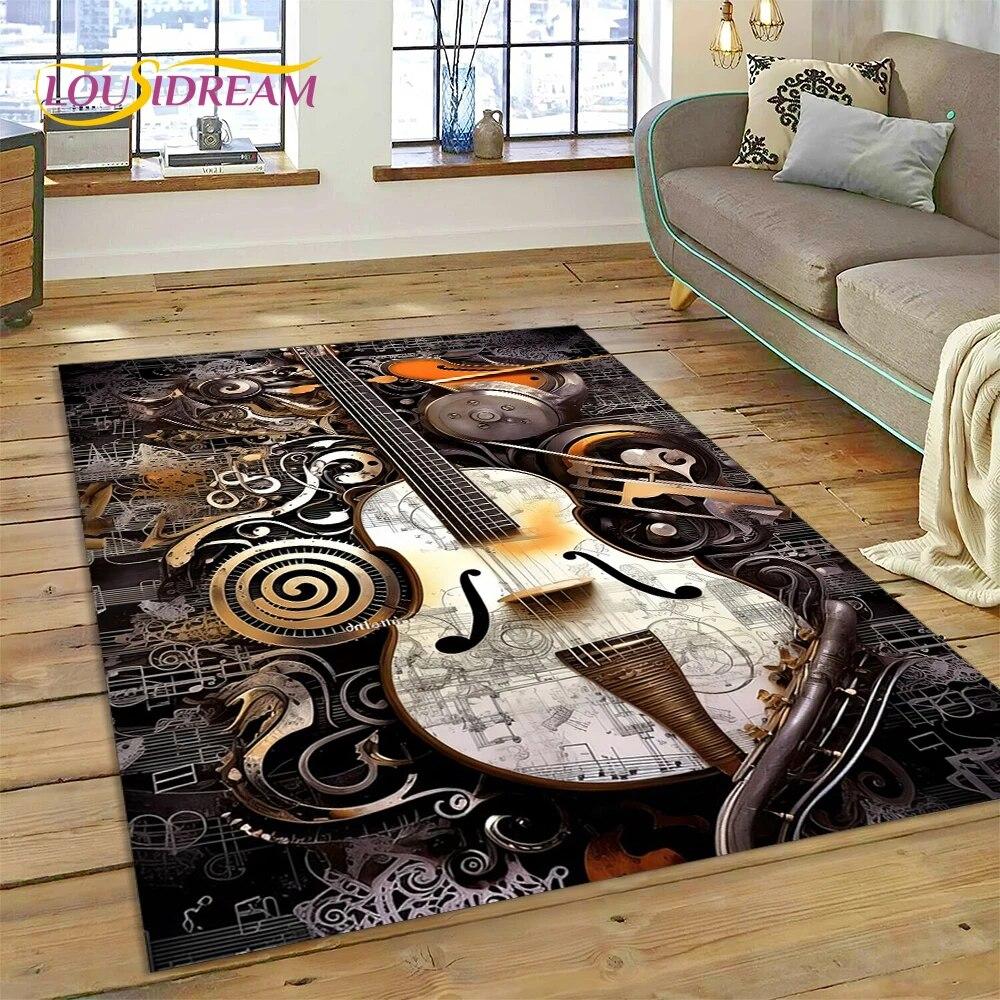 Dream Violin Cello Music Instrument Carpet Rug for Home Living Room Bedroom Sofa Doormat Decor,kids Area Rug Non-slip Floor Mat