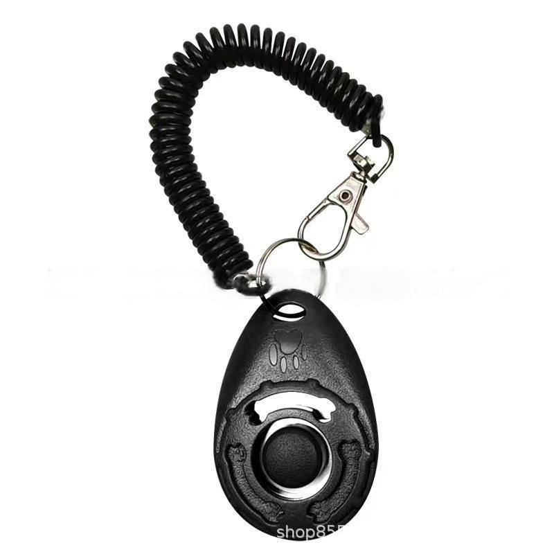 Oval Clicker Dog Training Device with Rope and Black Button