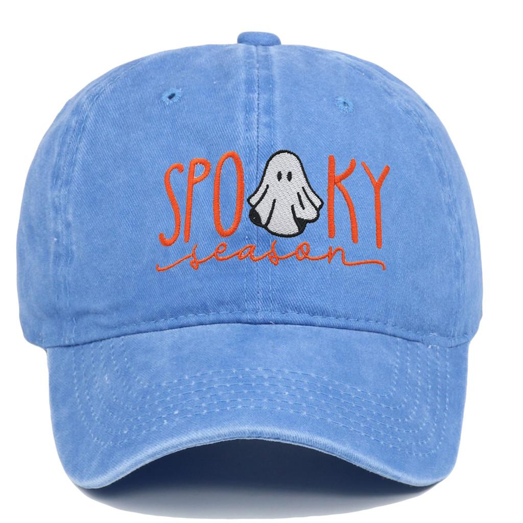 Halloween Ghost Embroidered Baseball Cap With Vintage Wash For Cosplay Fans