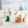 Fairy Garden Desktop DIY Micro Landscaping Snow Scene Rabbit Figurine Snowman Bunny Miniature