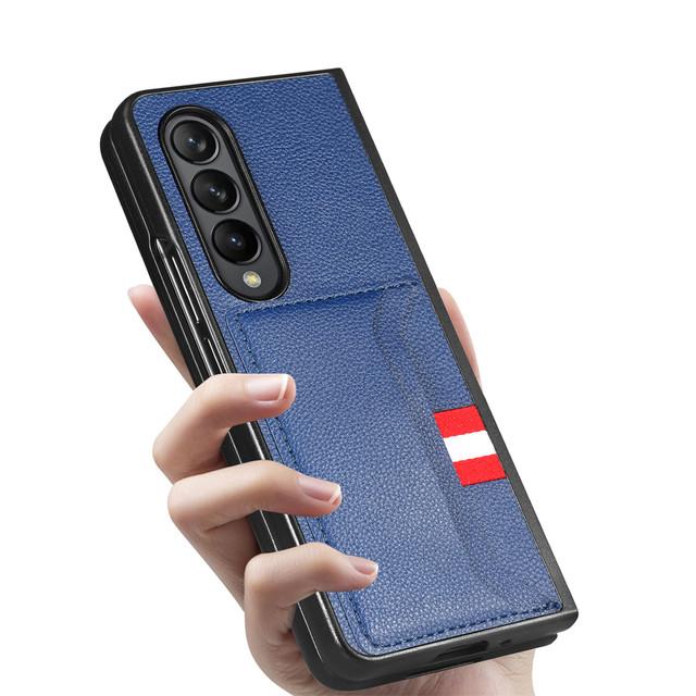 Leather Card Slot Business Case For Samsung Galaxy Z Fold 4 Fold3 Fold4 Fold2 Fold 3 2 5g Zfold4 Matte Feeling Phone Bag