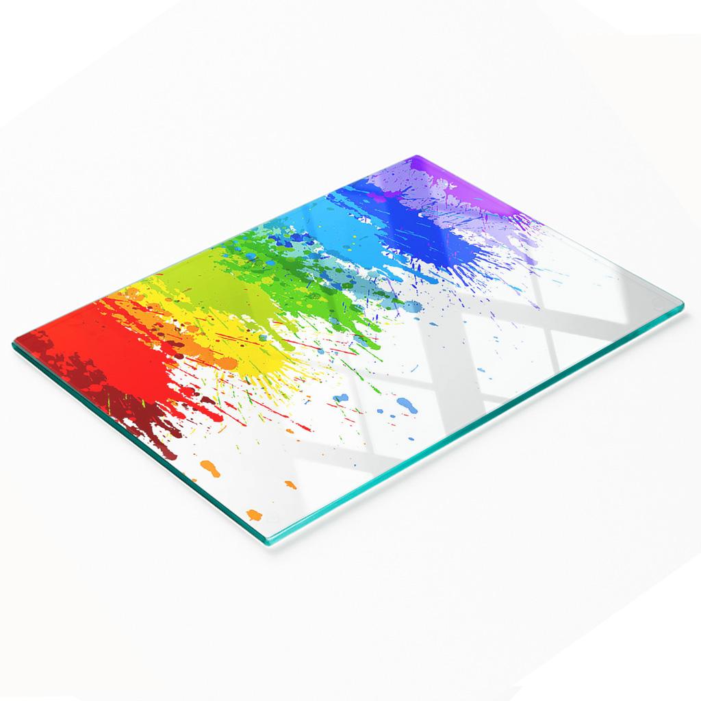 Multifunctional Decorative Glass Kitchen Board Rainbow Spots 80x52 Cm